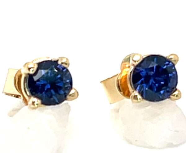 Dark Blue Ceylon Sapphire (H)* Studs 14KWG 0.64 ctw - Image 2