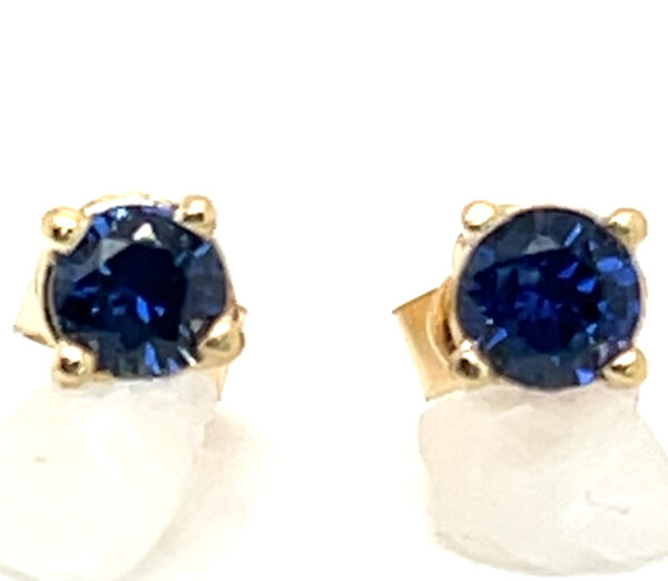 Dark Blue Ceylon Sapphire (H)* Studs 14KWG 0.64 ctw - Image 3