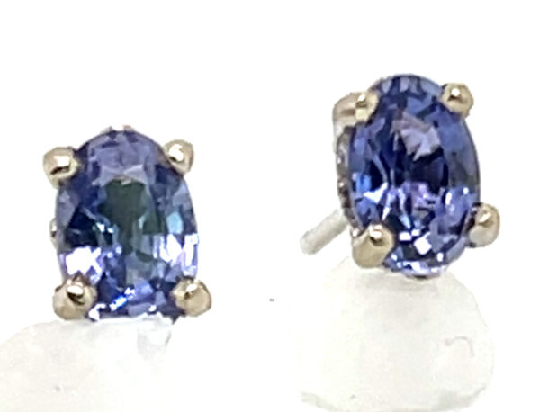 Oval Brilliant Purple/Blue Sapphire (H)* Studs 14KWG 1.10 ctw