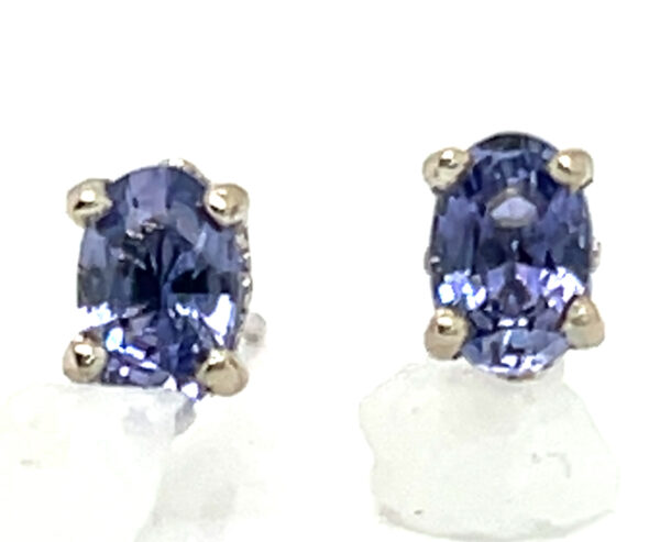 Oval Brilliant Purple/Blue Sapphire (H)* Studs 14KWG 1.10 ctw - Image 3