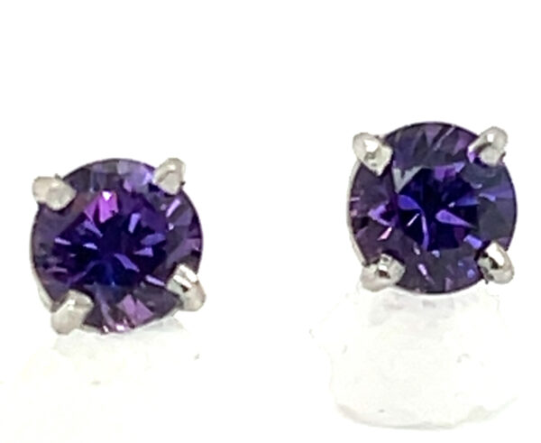 Stunning Top of the Line Purple Sapphire (H)* Platinum Stud Earrings 1.30 ctw - Image 4