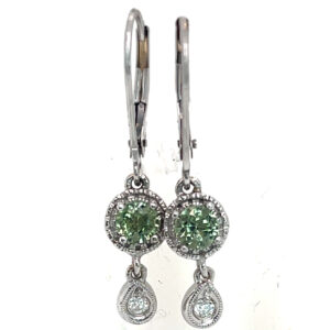 Dangle Lively Green Sapphire (H)* Diamond Earrings 14KWG 0.92 ctw