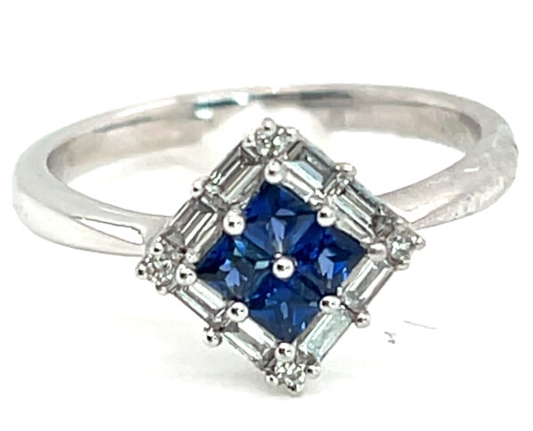 Cornflower Blue Ceylon Sapphire(H)* Diamond Halo Ring 18KWG 0.90 ctw - Image 2