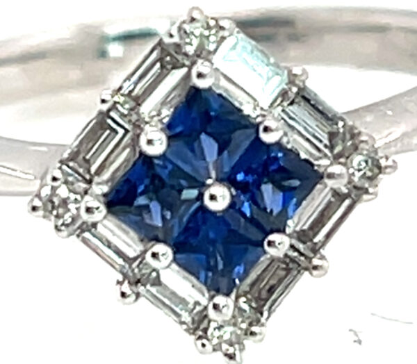 Cornflower Blue Ceylon Sapphire(H)* Diamond Halo Ring 18KWG 0.90 ctw - Image 4