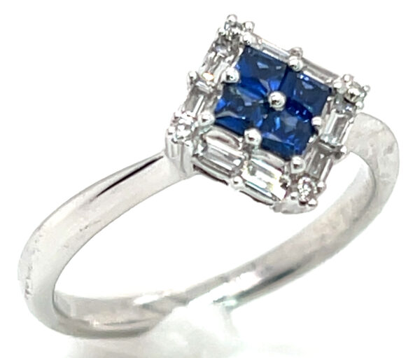 Cornflower Blue Ceylon Sapphire(H)* Diamond Halo Ring 18KWG 0.90 ctw - Image 5