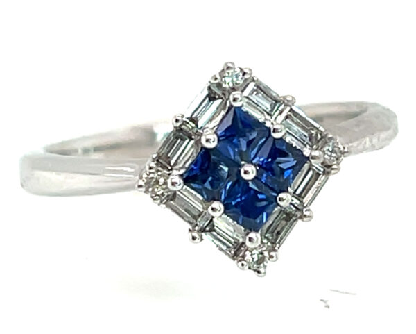 Cornflower Blue Ceylon Sapphire(H)* Diamond Halo Ring 18KWG 0.90 ctw - Image 6