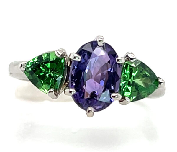 Purple Sapphire (H)* Tsavorite (N)* Ring 14KWG 3.51 ctw - Image 2