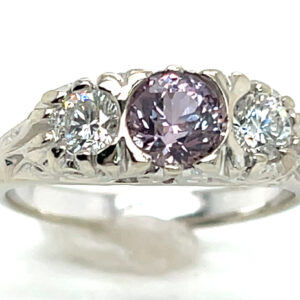 Unheated Certified Jeff White Faceted Lilac Sapphire (N)* Diamond Ring 14KWG 1.10 ctw