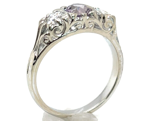 Unheated Certified Jeff White Faceted Lilac Sapphire (N)* Diamond Ring 14KWG 1.10 ctw - Image 4