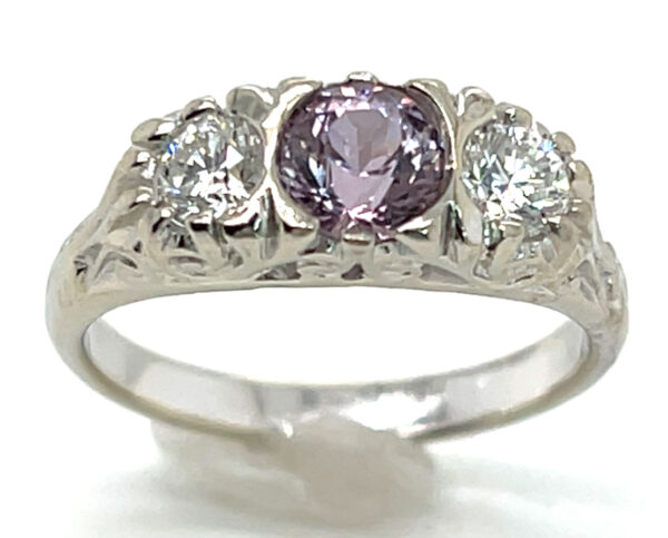 Unheated Certified Jeff White Faceted Lilac Sapphire (N)* Diamond Ring 14KWG 1.10 ctw - Image 5