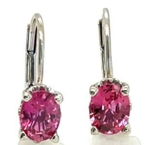 Ceylon Pink Sapphire (H)* Dangle Leverbacks 14KWG 1.30 ctw