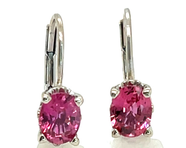 Ceylon Pink Sapphire (H)* Dangle Leverbacks 14KWG 1.30 ctw