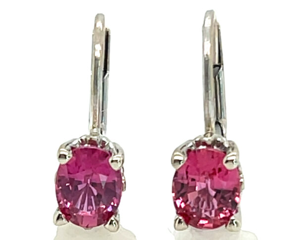 Ceylon Pink Sapphire (H)* Dangle Leverbacks 14KWG 1.30 ctw - Image 2