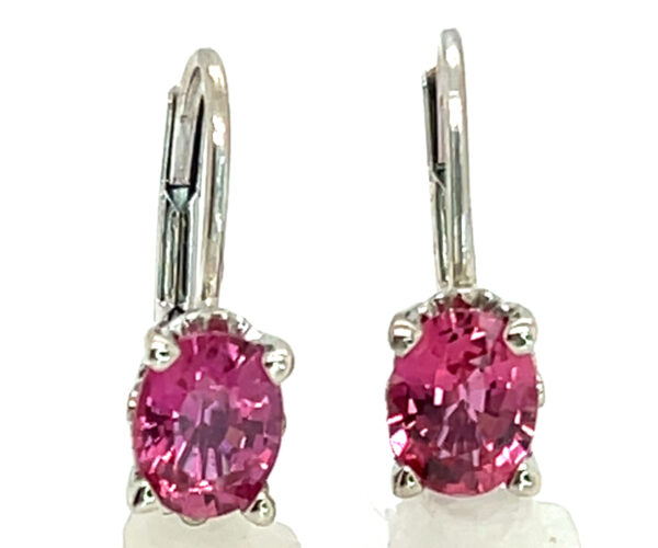 Ceylon Pink Sapphire (H)* Dangle Leverbacks 14KWG 1.30 ctw - Image 3