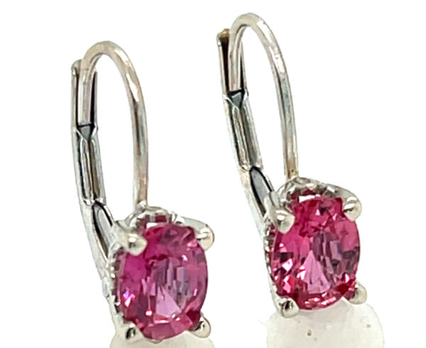 Ceylon Pink Sapphire (H)* Dangle Leverbacks 14KWG 1.30 ctw - Image 5