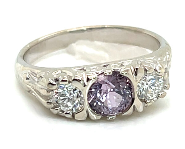 Unheated Certified Jeff White Faceted Lilac Sapphire (N)* Diamond Ring 14KWG 1.10 ctw - Image 6