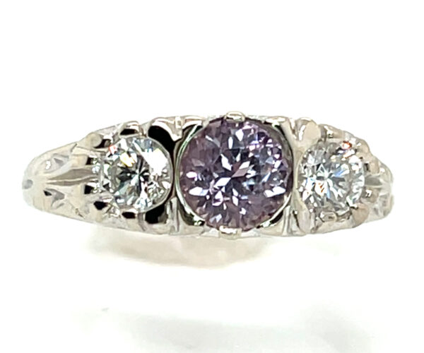 Unheated Certified Jeff White Faceted Lilac Sapphire (N)* Diamond Ring 14KWG 1.10 ctw - Image 7