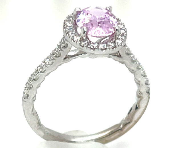 Brilliant Medium-light Pink Ceylon Sapphire (H)* Diamond Halo Ring 14KWG 2.38 ctw - Image 6