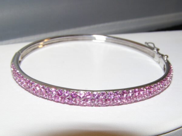 Spectacular Ceylon Pink Sapphire (H)* Bangle Bracelet 18KWG 7.00 ctw - Image 2