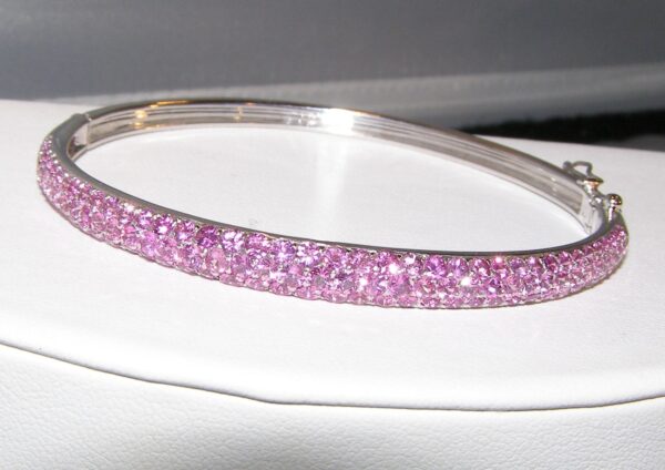 Spectacular Ceylon Pink Sapphire (H)* Bangle Bracelet 18KWG 7.00 ctw - Image 3