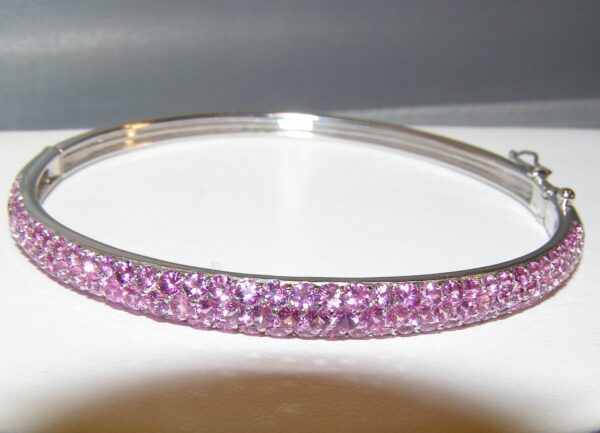 Spectacular Ceylon Pink Sapphire (H)* Bangle Bracelet 18KWG 7.00 ctw - Image 5