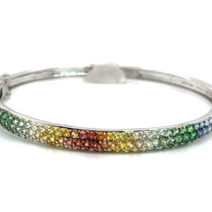 Bright & Colorful Multi-color Sapphire (H)* Bangle Bracelet 18KWG 5.00 ctw