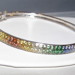Fancy Natural Multi Sapphire (H)* Bangle Bracelet 14KWG 5.00 ctw (Hold for Daniel)