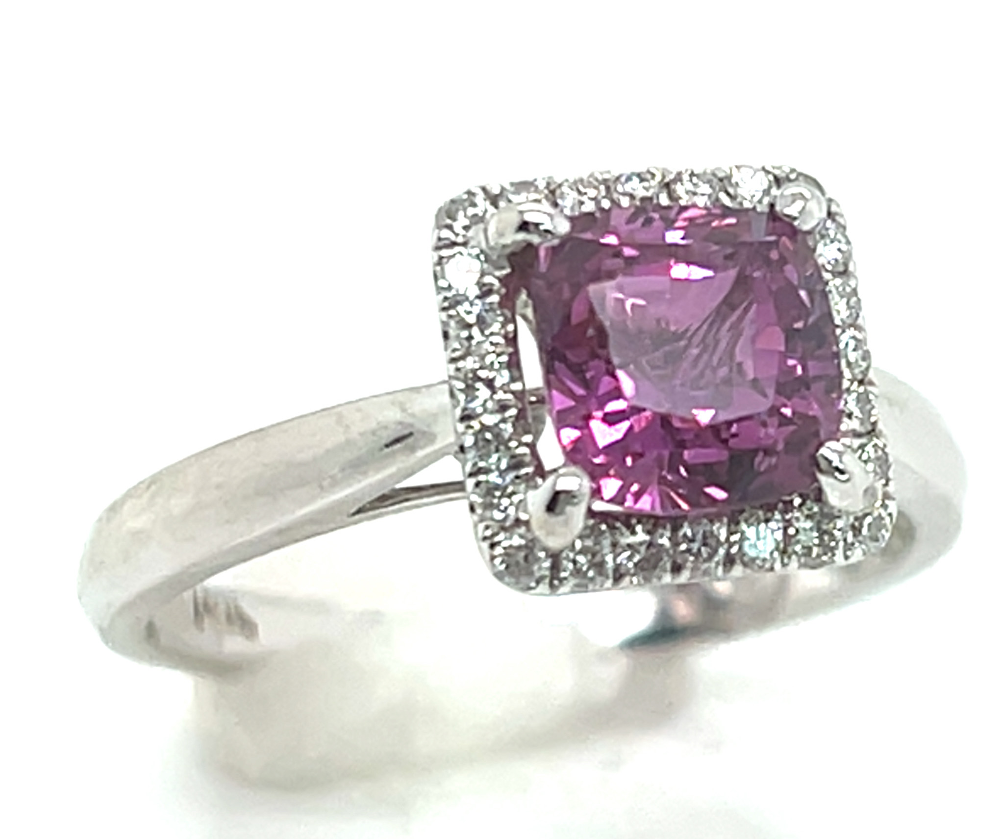 Unique Color Pink, Purple & Red Sapphire (H)* Diamond Halo Ring 1.74 ctw