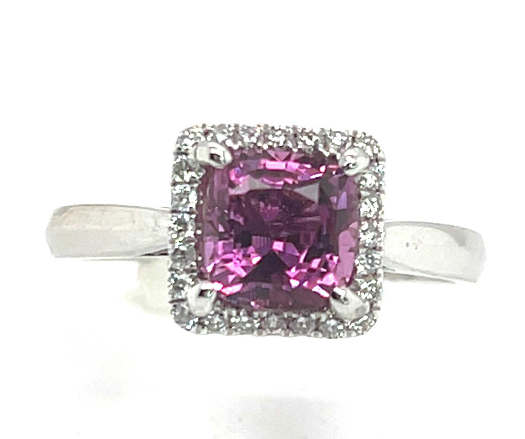 Unique Color Pink, Purple & Red Sapphire (H)* Diamond Halo Ring 1.74 ctw - Image 2