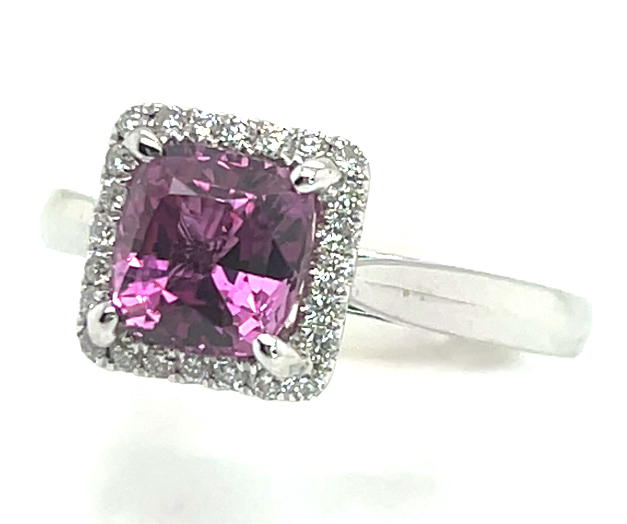 Unique Color Pink, Purple & Red Sapphire (H)* Diamond Halo Ring 1.74 ctw - Image 3