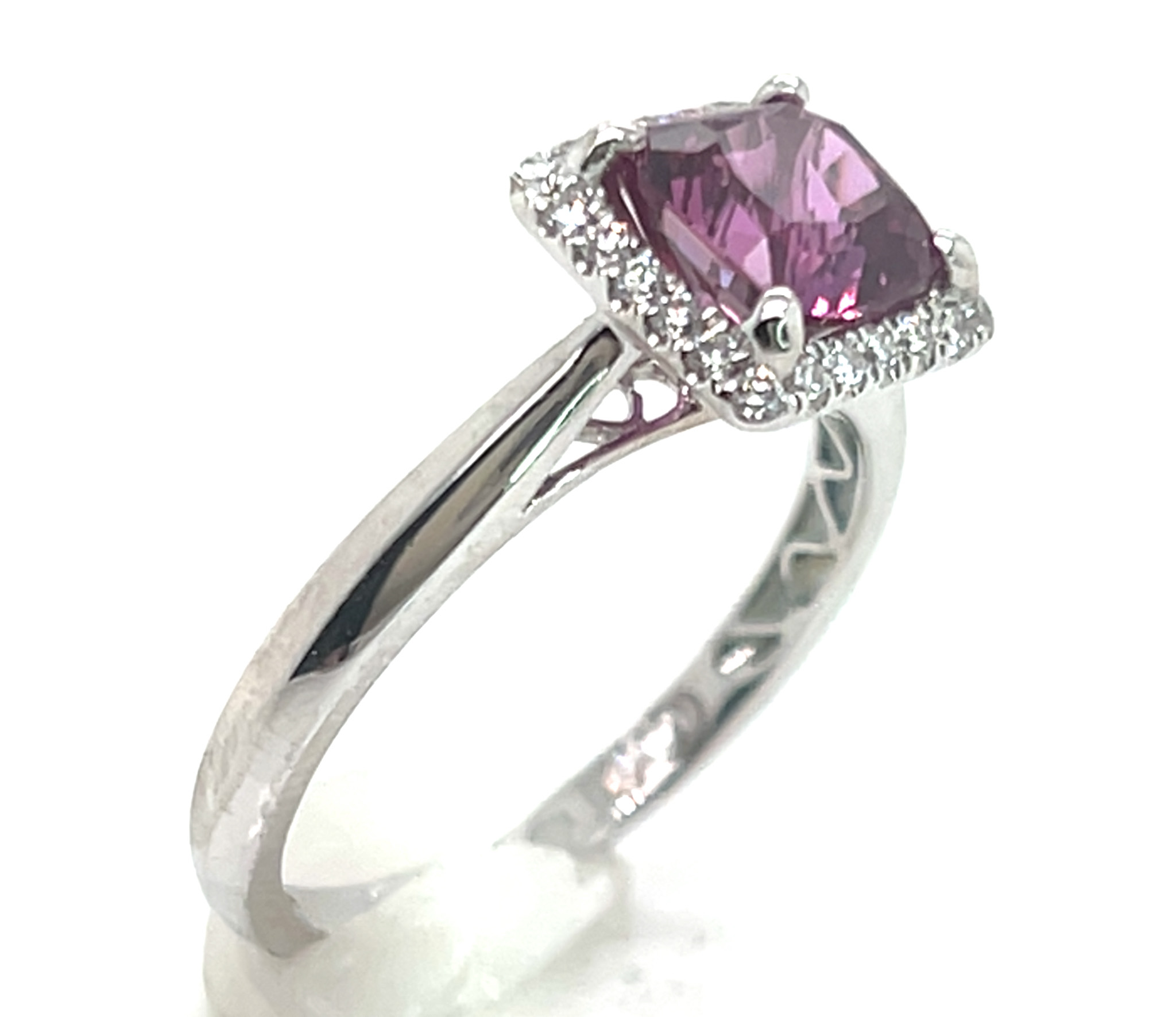 Unique Color Pink, Purple & Red Sapphire (H)* Diamond Halo Ring 1.74 ctw - Image 5