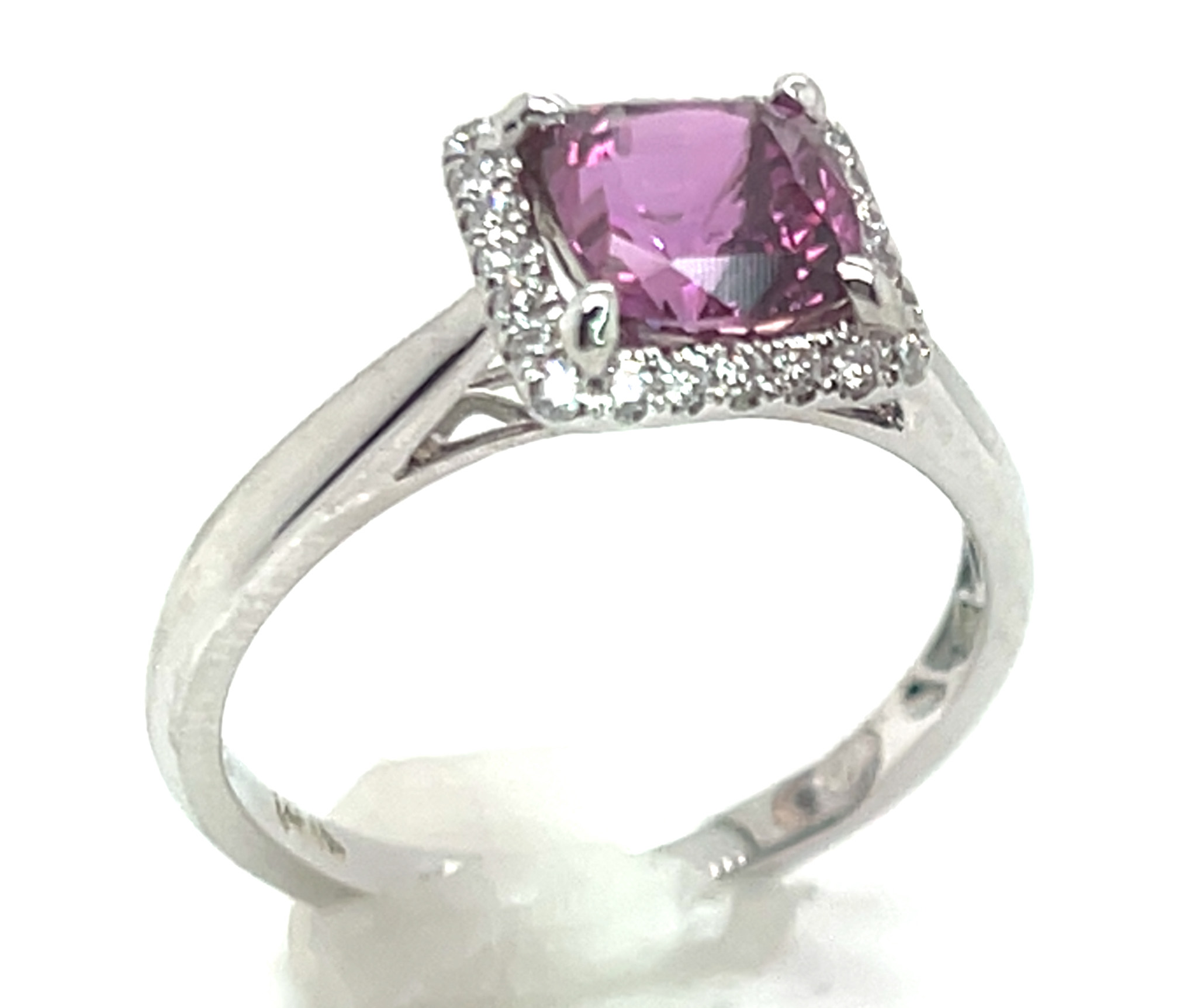 Unique Color Pink, Purple & Red Sapphire (H)* Diamond Halo Ring 1.74 ctw - Image 6