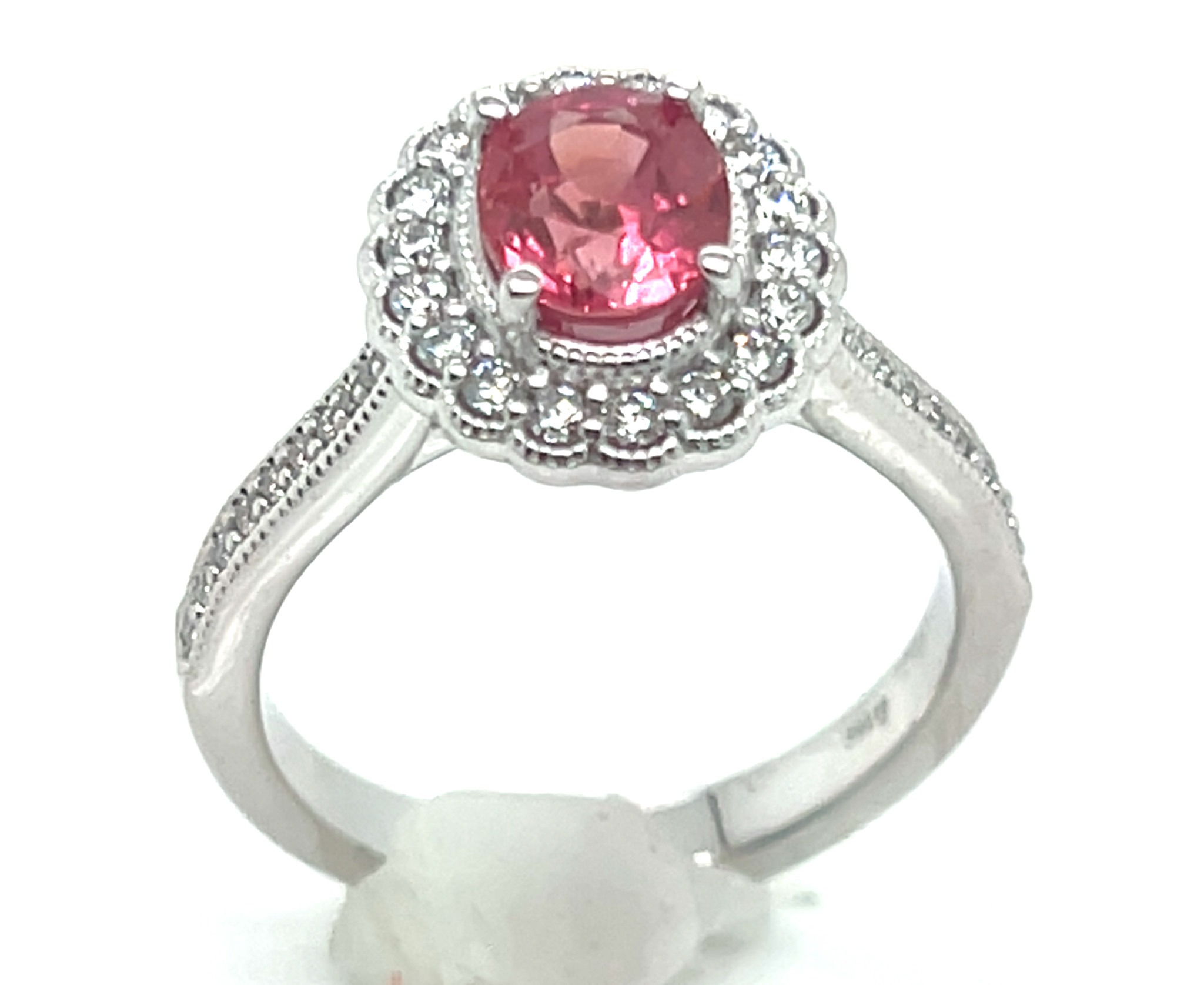 Gorgeous Rare Padparadscha (H)* Diamond Halo Ring 14KWG 2.04 ctw - Image 7