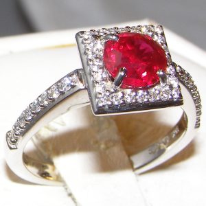 GIA Certified "Pigeon Blood" Vivid Red Ruby (H)* Designer A. Jaffe Diamond Ring 14KWG 2.00 ctw