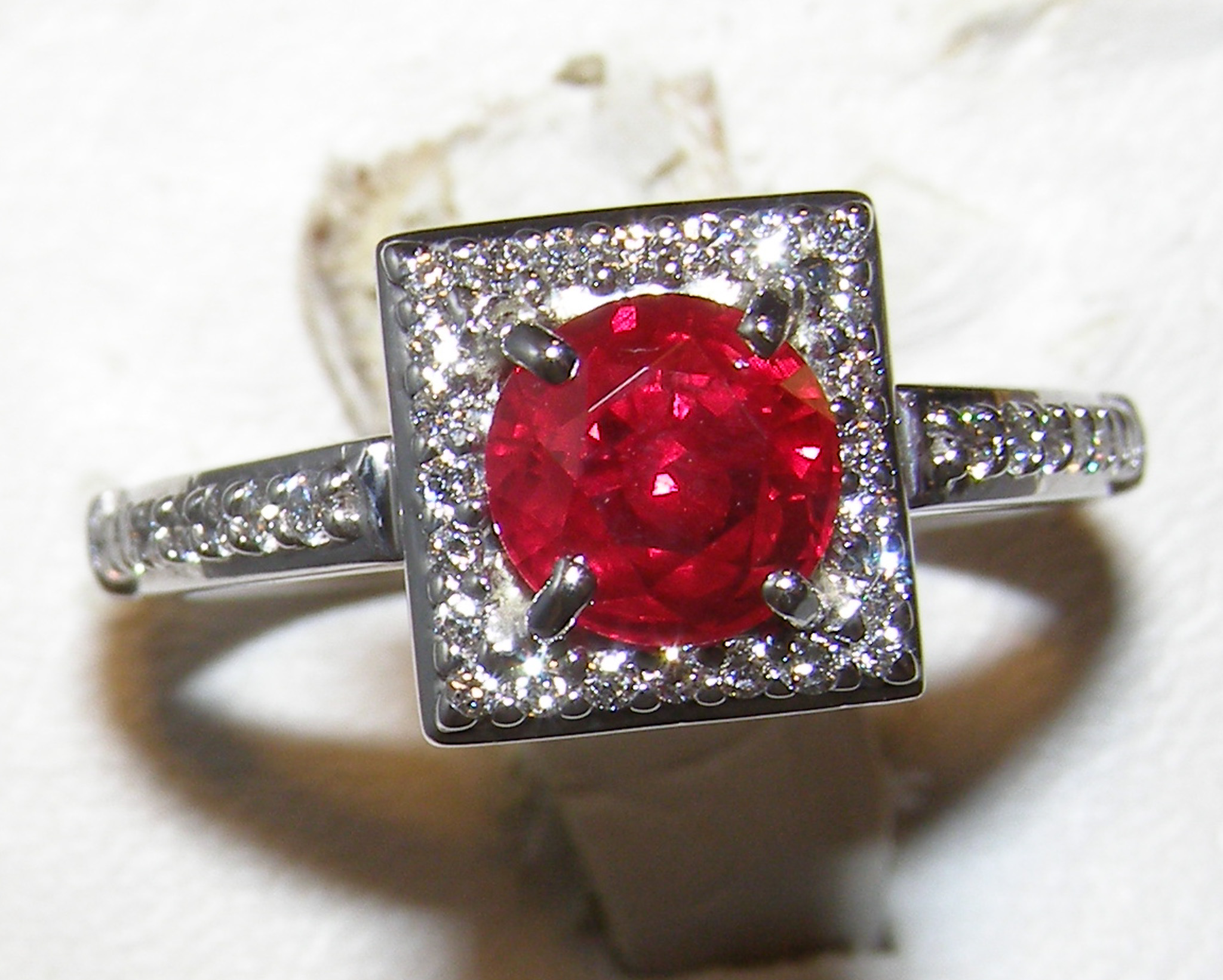 GIA Certified "Pigeon Blood" Vivid Red Ruby (H)* Designer A. Jaffe Diamond Ring 14KWG 2.00 ctw - Image 6