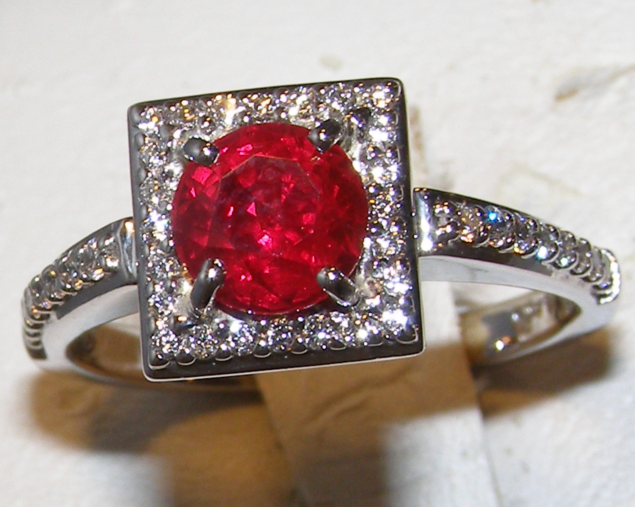 GIA Certified "Pigeon Blood" Vivid Red Ruby (H)* Designer A. Jaffe Diamond Ring 14KWG 2.00 ctw - Image 7